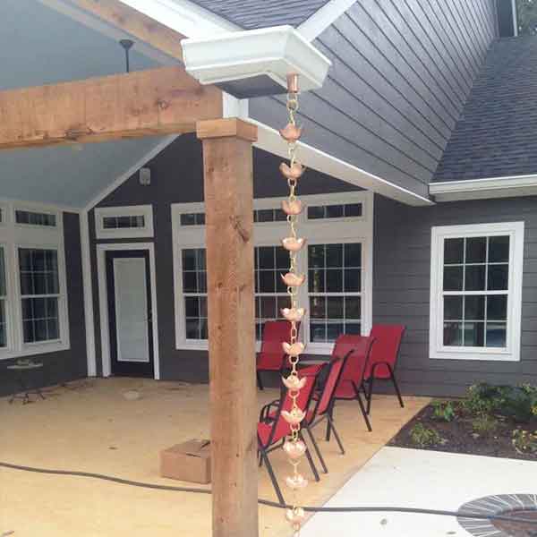 House with rain chain installed